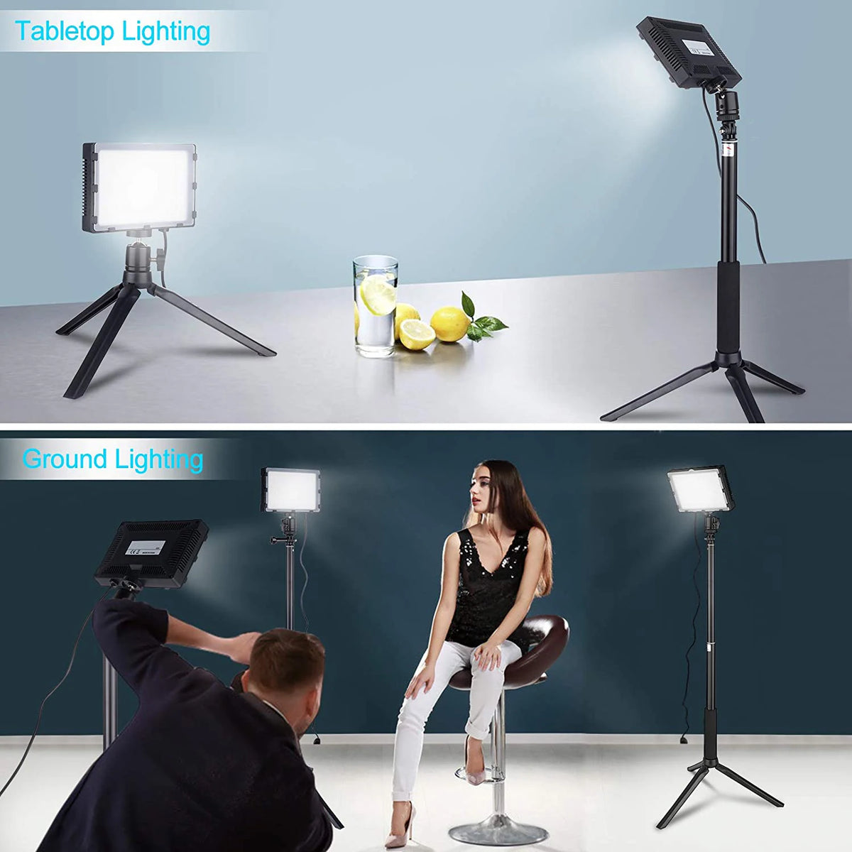 LumiPro Studio – Adjustable LED Video Light Kit with Tripod & Colour Filters