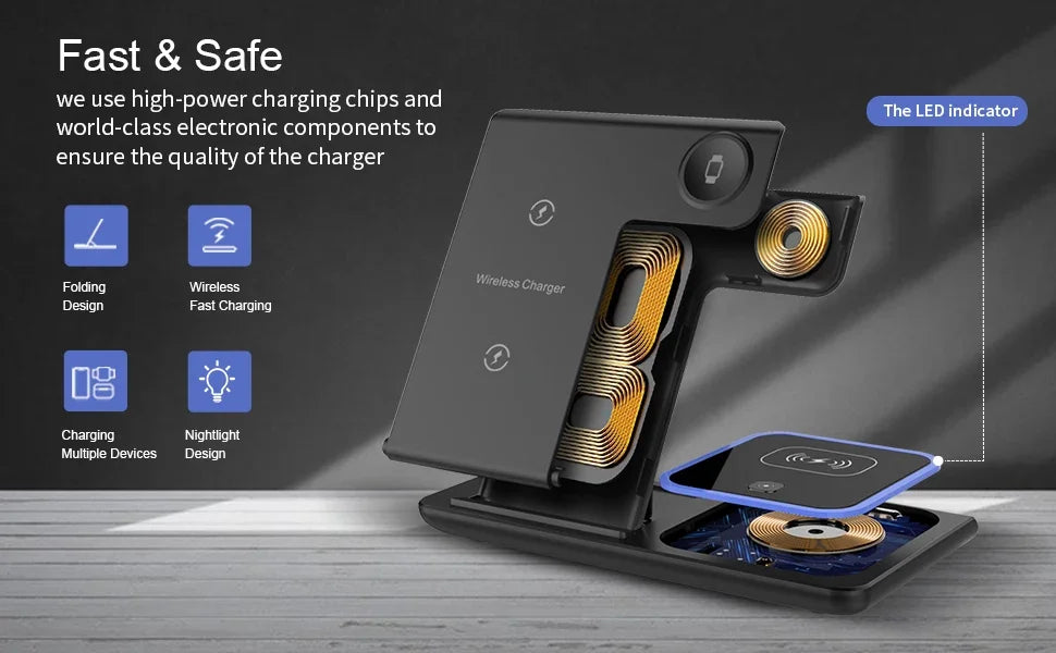 PowerFold Max – 3 in 1 Foldable Wireless Charger Stand (200W Fast Charging)