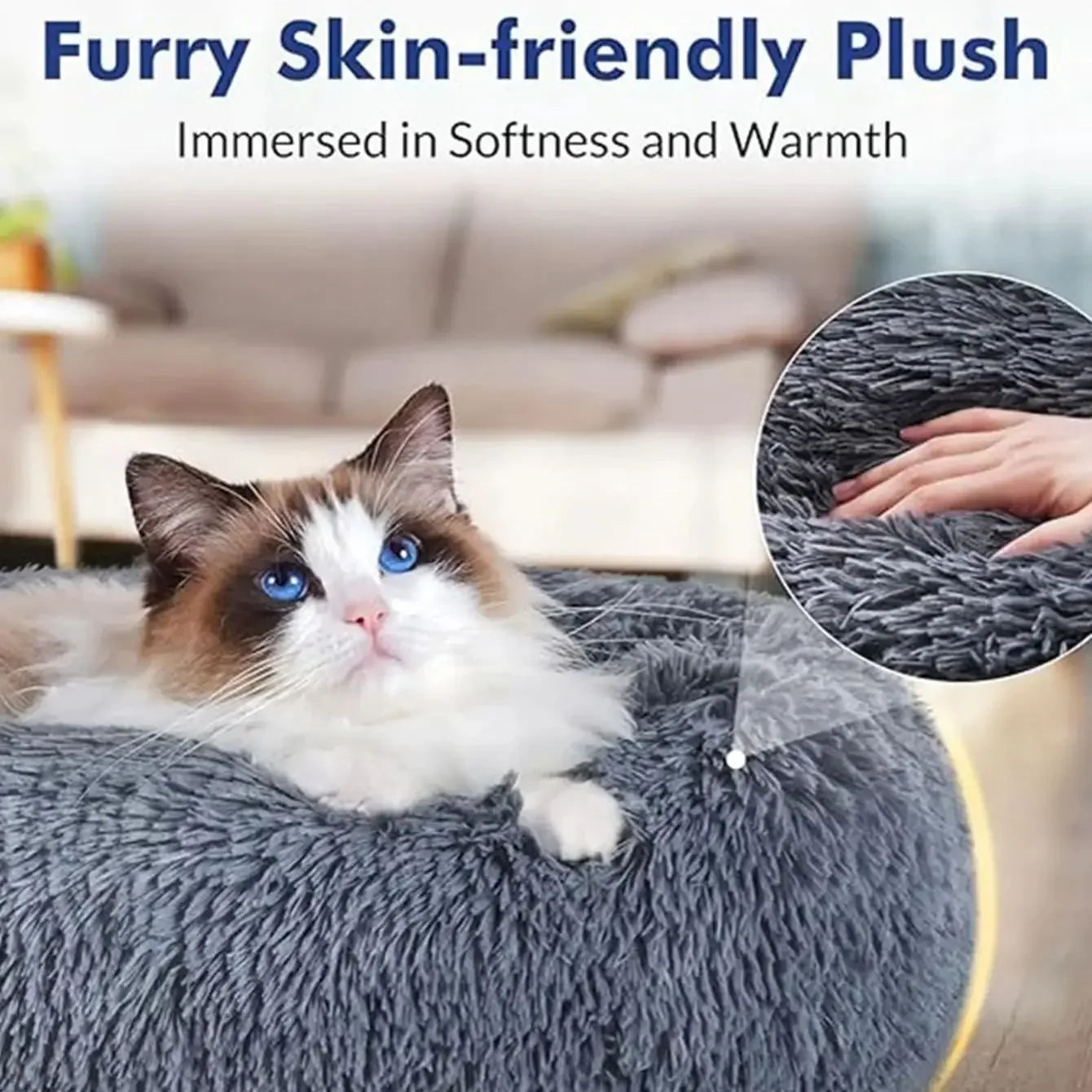 CozyNest Plus – Washable Calming Plush Pet Bed