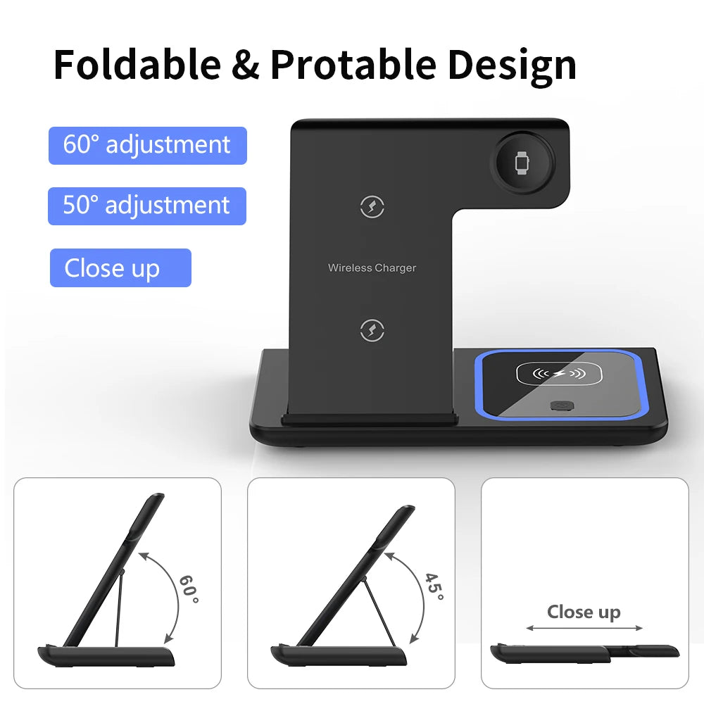 PowerFold Max – 3 in 1 Foldable Wireless Charger Stand (200W Fast Charging)