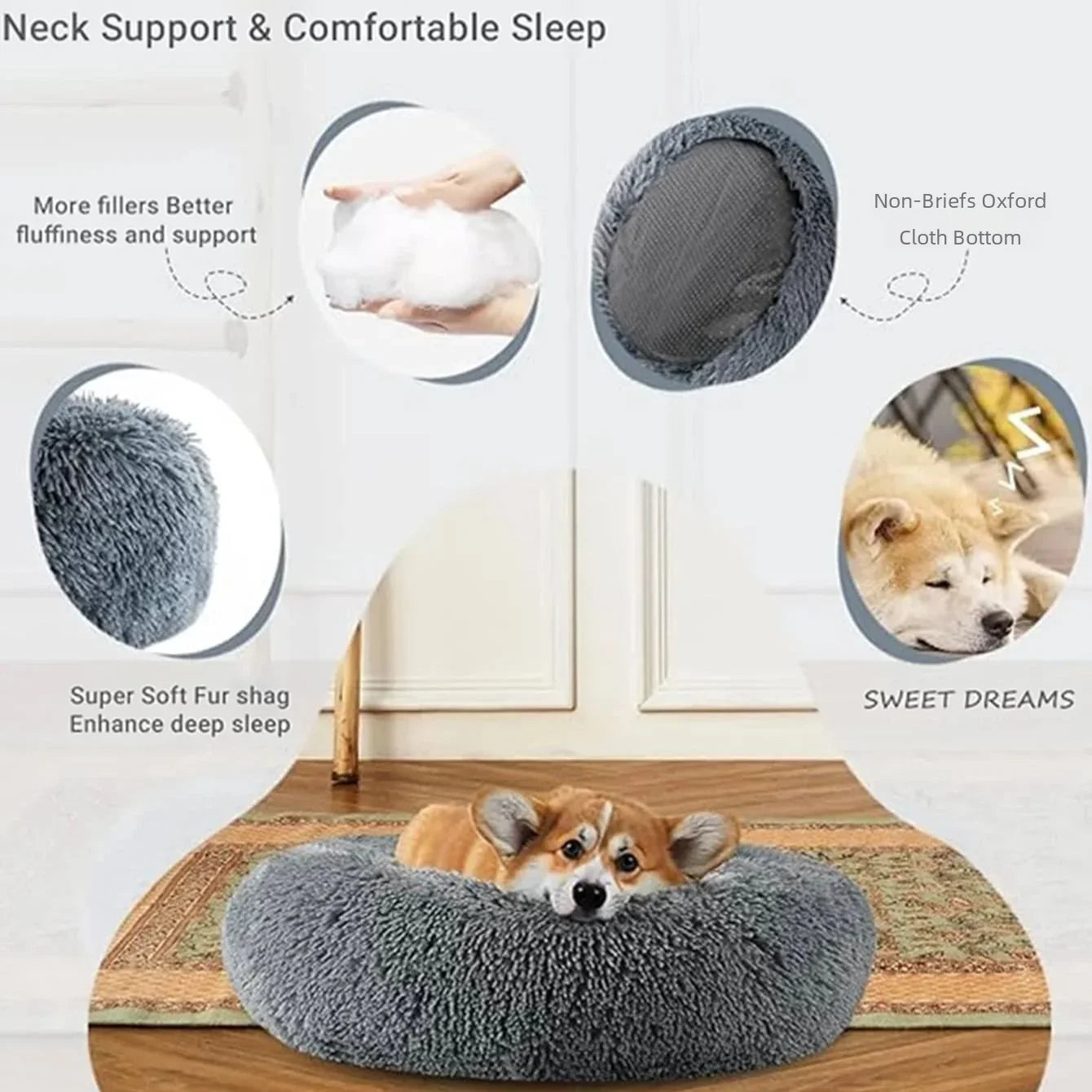 CozyNest Plus – Washable Calming Plush Pet Bed
