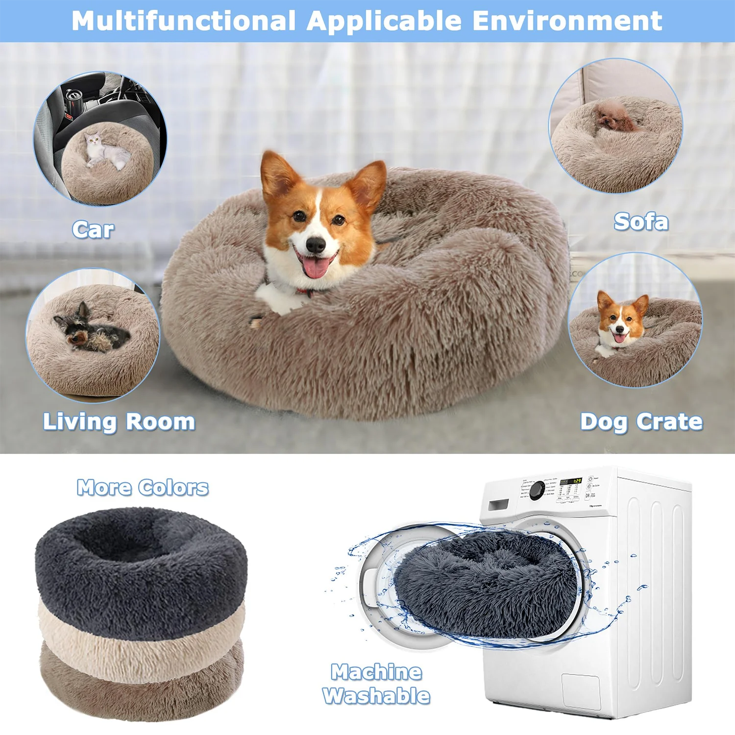 CozyNest Plus – Washable Calming Plush Pet Bed