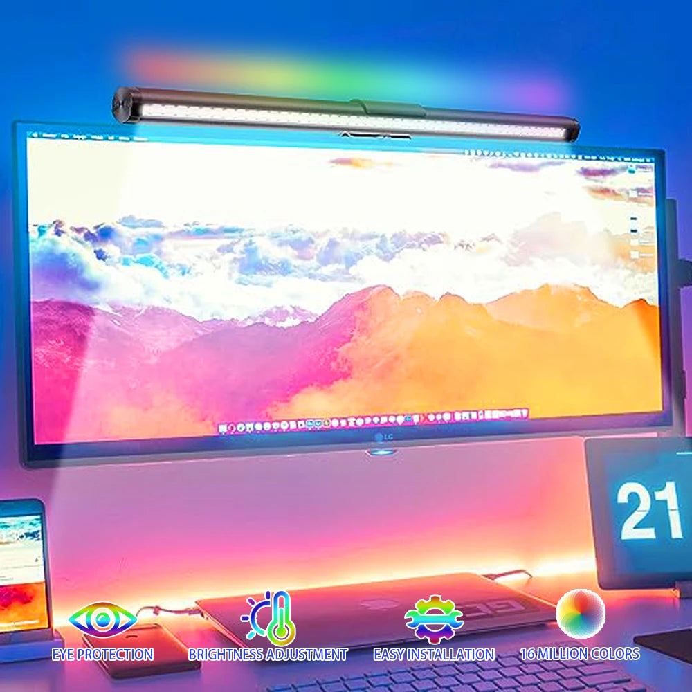 GlowDesk RGB – Smart Monitor Light Bar with Remote Control