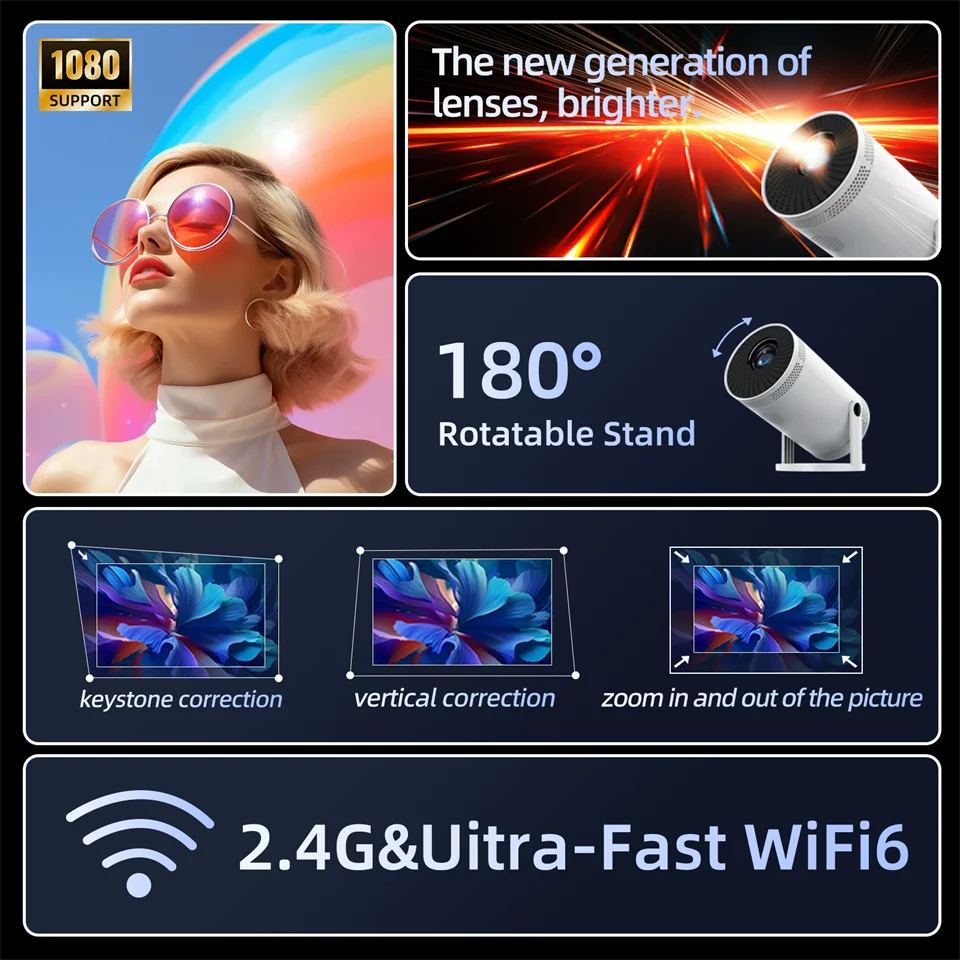 StarBeam Pro – Mini 4K Smart Projector with WiFi 6 & Bluetooth 5.0