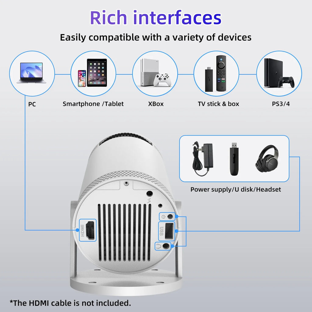 StarBeam Pro – Mini 4K Smart Projector with WiFi 6 & Bluetooth 5.0