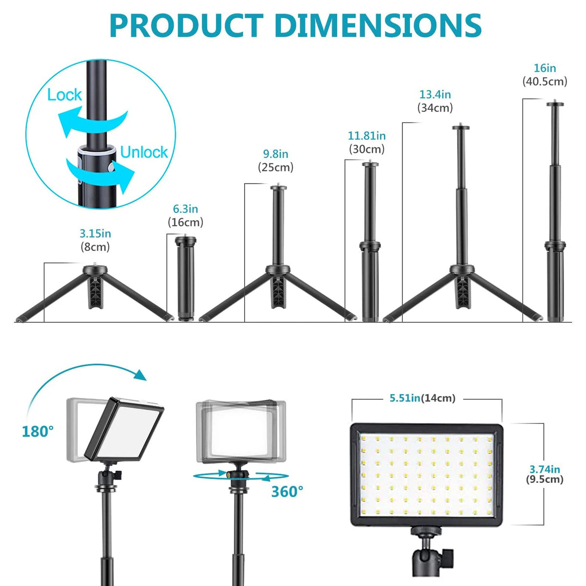 LumiPro Studio – Adjustable LED Video Light Kit with Tripod & Colour Filters