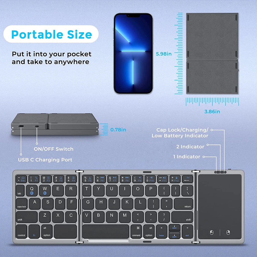 FlexKey Pro – Foldable Bluetooth Keyboard with Touchpad (Bluetooth 5.1)