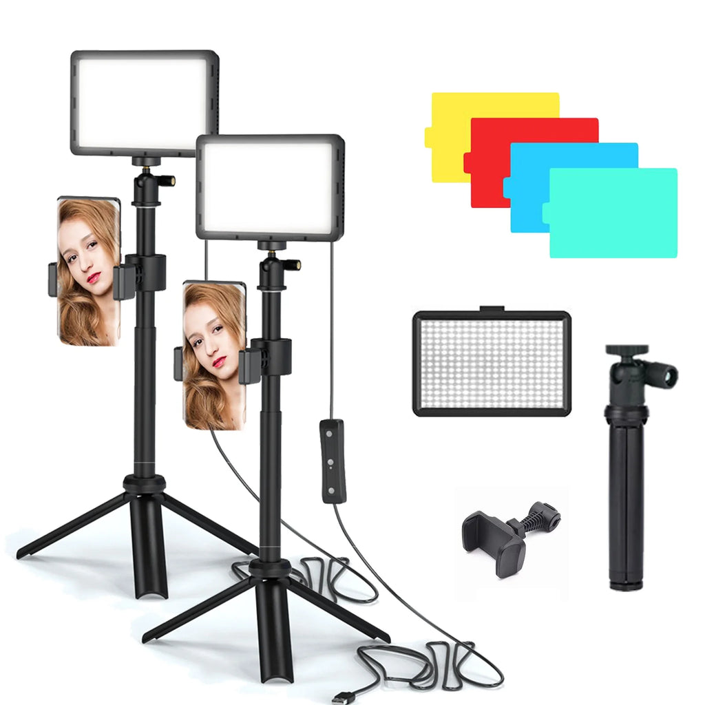 LumiPro Studio – Adjustable LED Video Light Kit with Tripod & Colour Filters