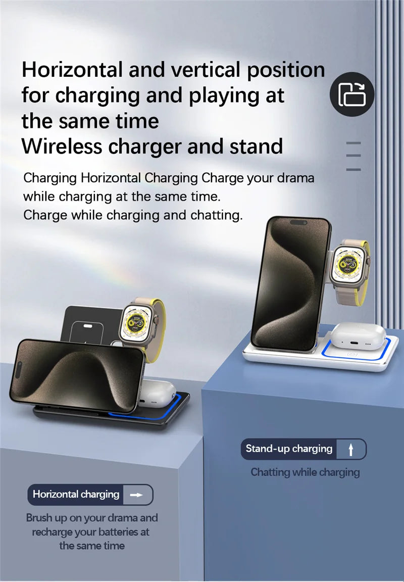 PowerFold Max – 3 in 1 Foldable Wireless Charger Stand (200W Fast Charging)
