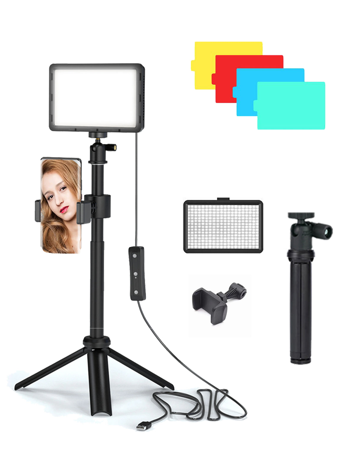LumiPro Studio – Adjustable LED Video Light Kit with Tripod & Colour Filters
