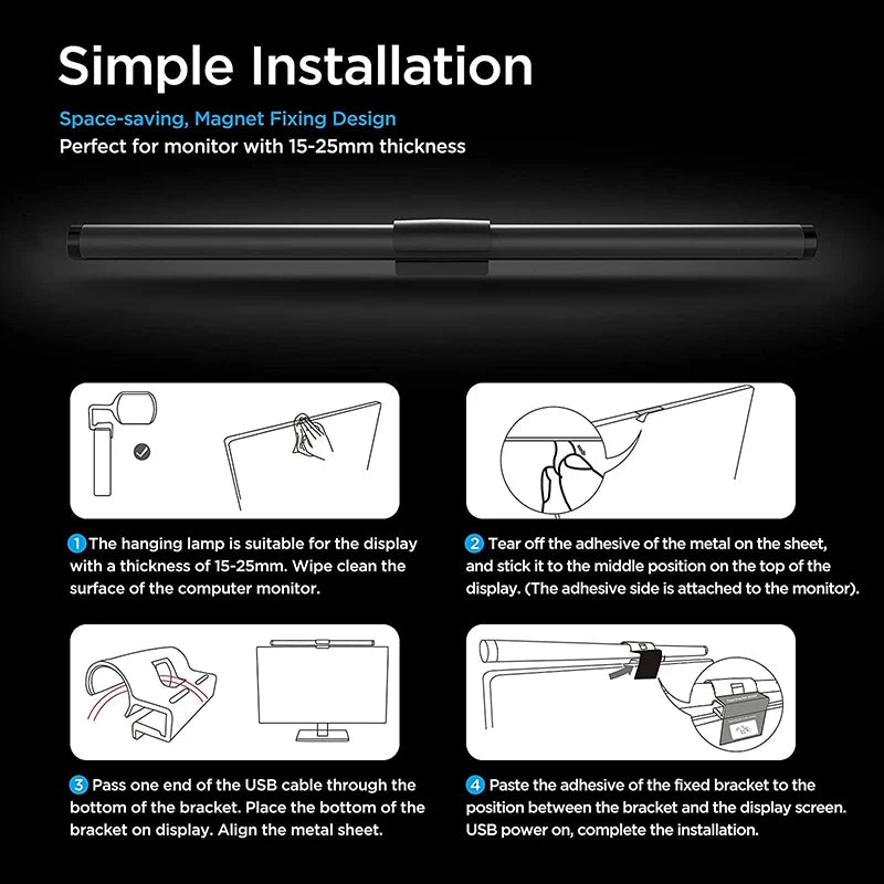 GlowDesk RGB – Smart Monitor Light Bar with Remote Control