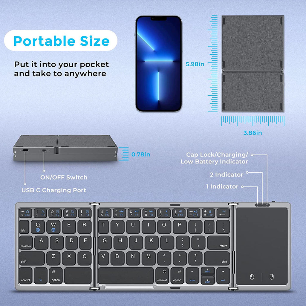 FlexKey Pro – Foldable Bluetooth Keyboard with Touchpad (Bluetooth 5.1)